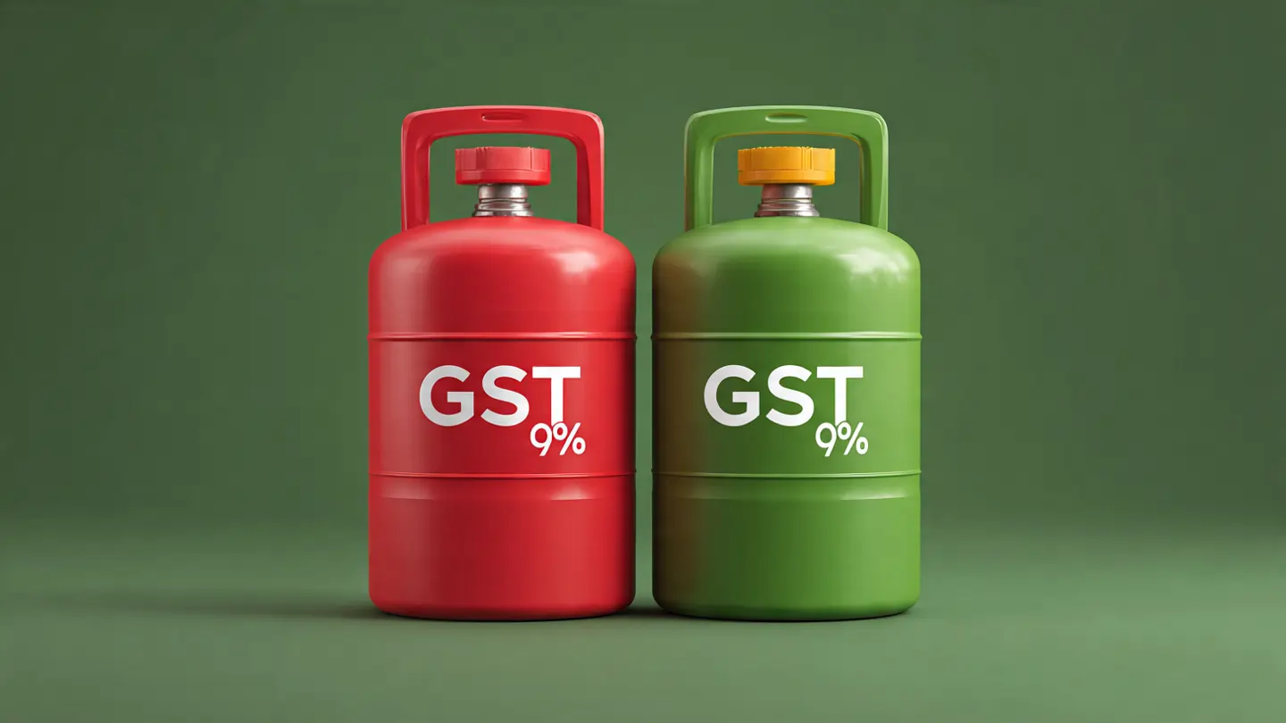 LPG Gas Cylinder GST rate 5% for domestic and 18% for commercial usage in India