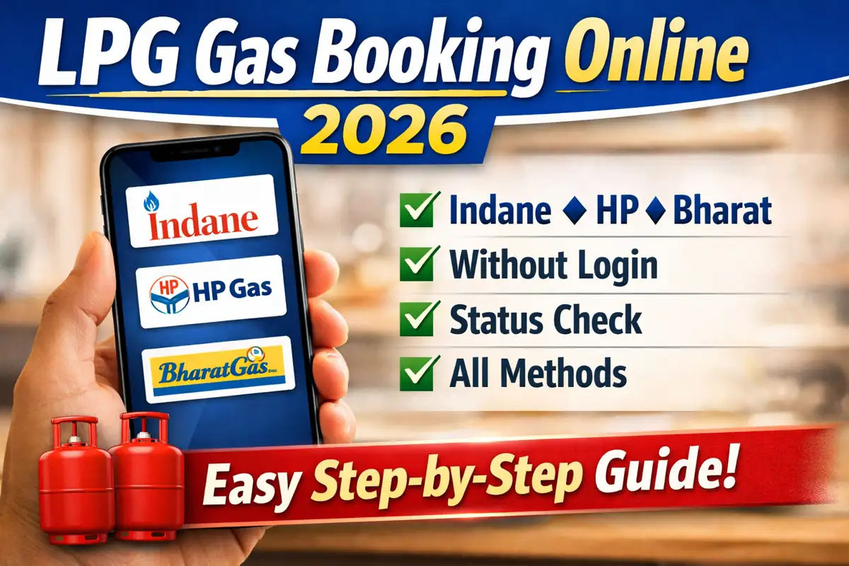 LPG Gas Booking Online methods 2026 Indane HP Bharat Gas